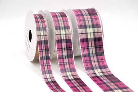 Himbeere und Kohlenstoffgrau Stilvolles Karomusterband_AI